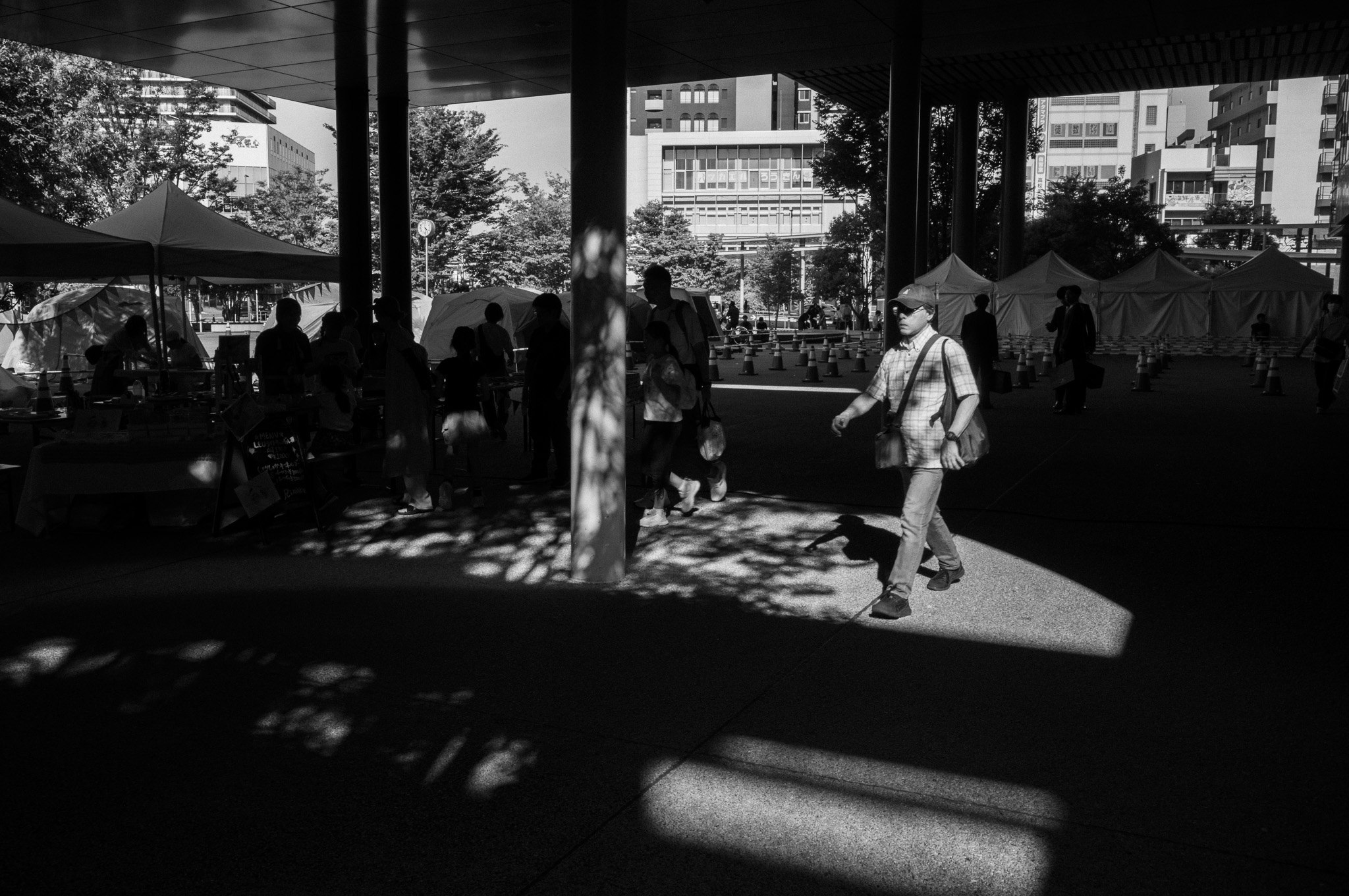 Underneath, the light falls in arcs, not lines.